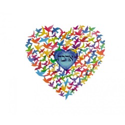 דורית יודאיקה ציור קיר צורת לב בינוני ... | מתלי קיר מאת דורית